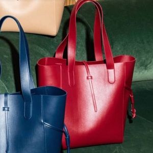 Faux Leather Neiman Marcus By Stephanie Johnson Drawstring Tote